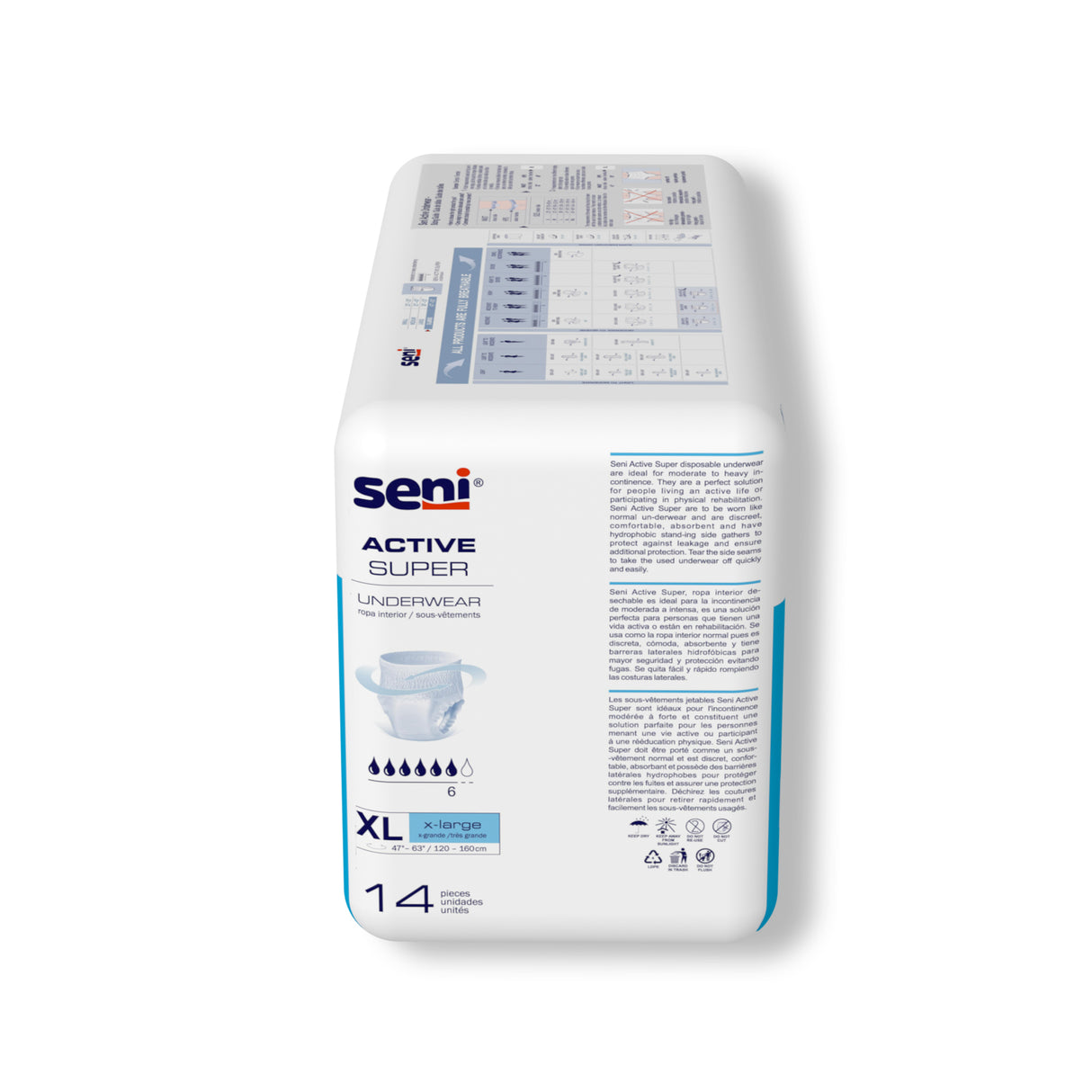 Seni Active Super Pull-up Underwear, Extra Large 47"-63"