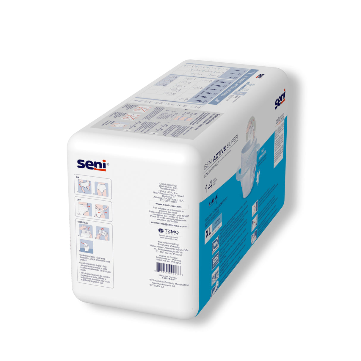 Seni Active Super Pull-up Underwear, Extra Large 47"-63"