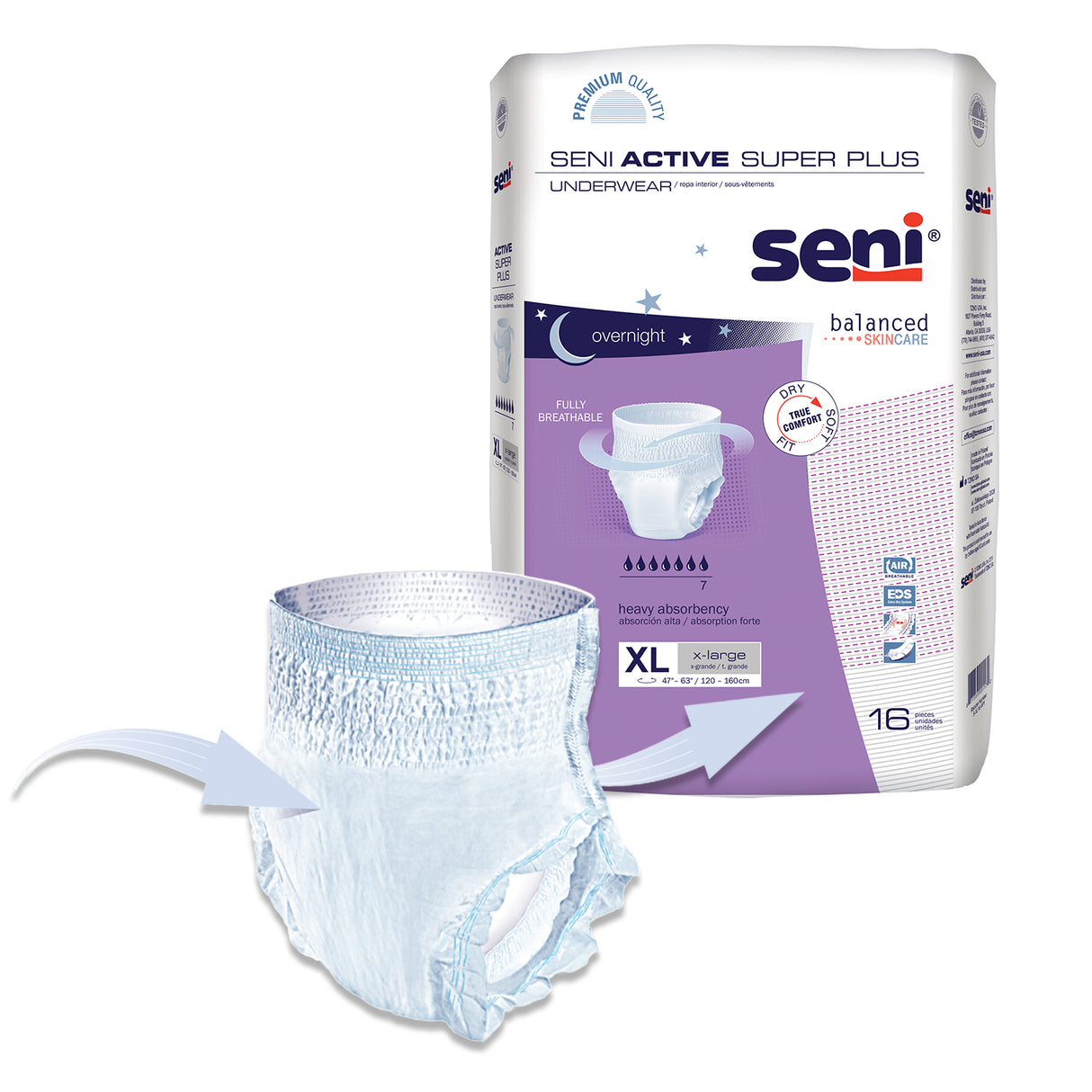 SENI ACTIVE SUPER PLUS PULL UP UNDERWEAR X-LARGE- 47"-63"