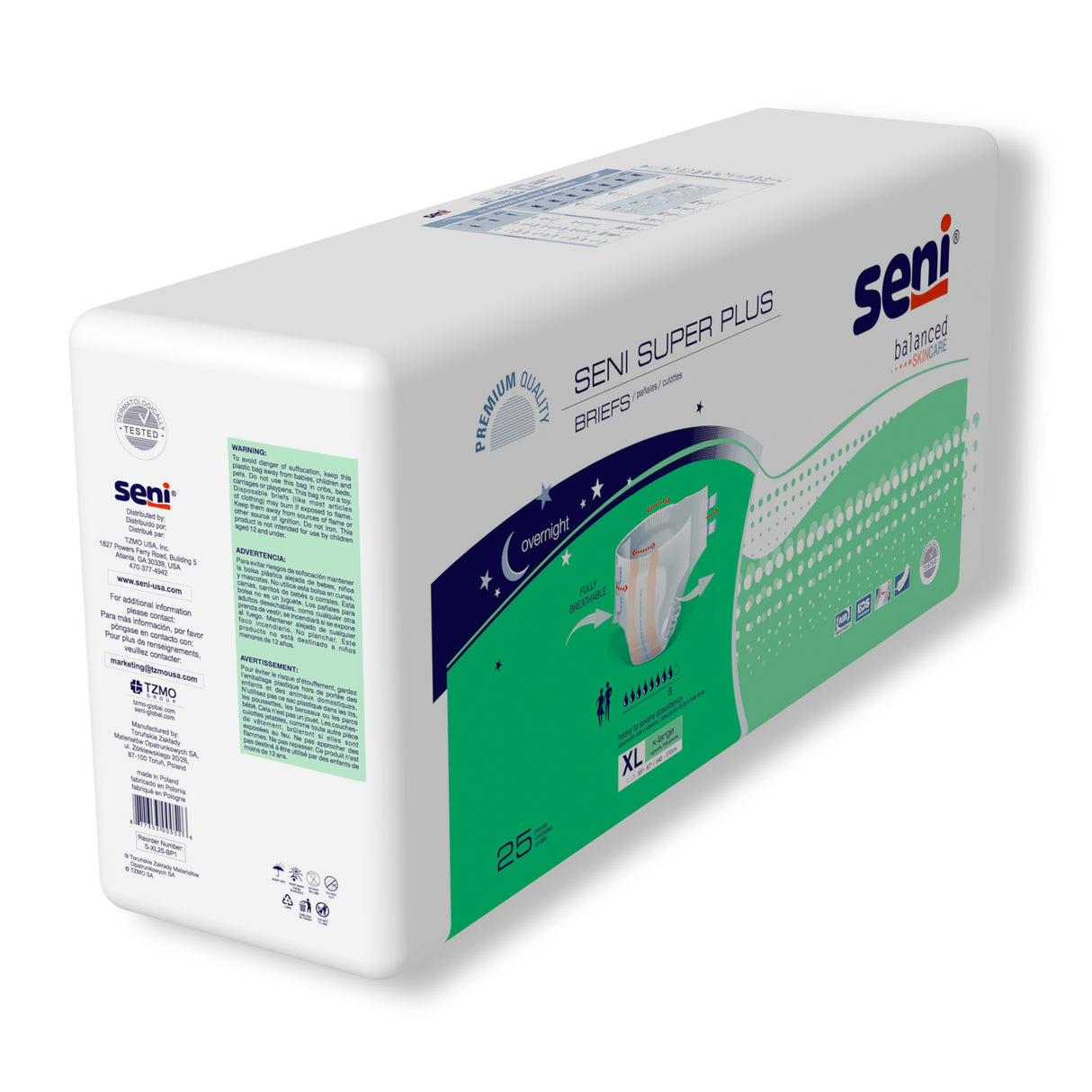 Unisex Adult Incontinence Brief Seni® Super Plus X-Large Disposable Heavy Absorbency- 55"-67"