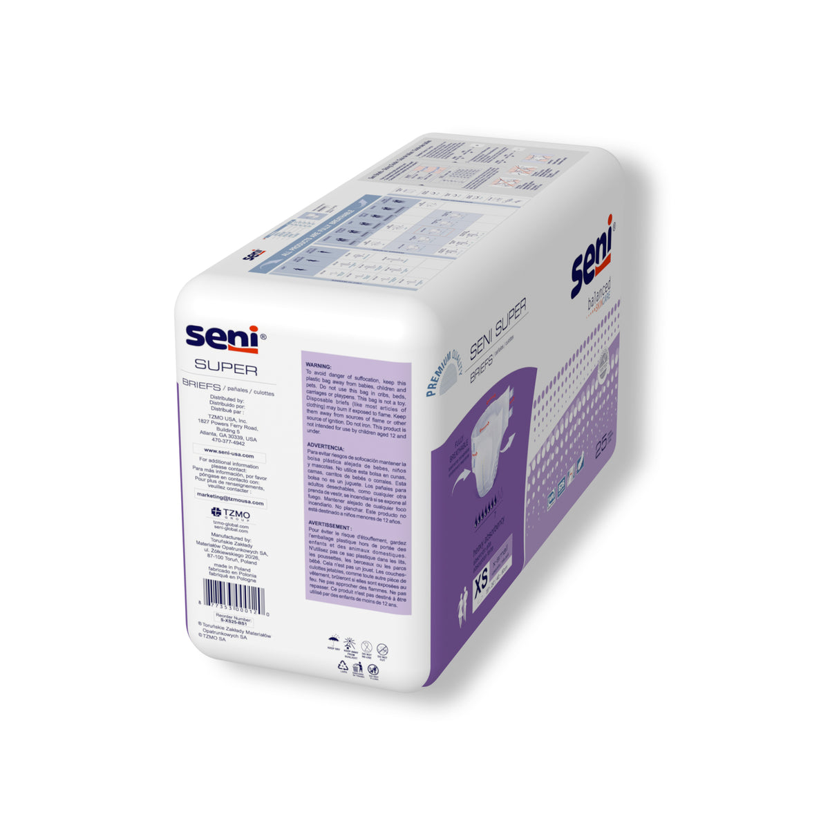 Unisex Adult Incontinence Brief Seni® Super X-Small Disposable Heavy Absorbency- 16"-24"