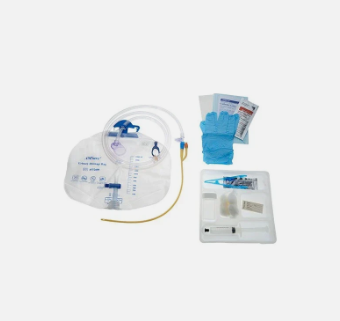 Amsure Foley Tray Meter, Preconn 100% Silicone 18fr, 05cc, 400ml Meter/2600cc Bag, Nitrile Gloves, Sterile