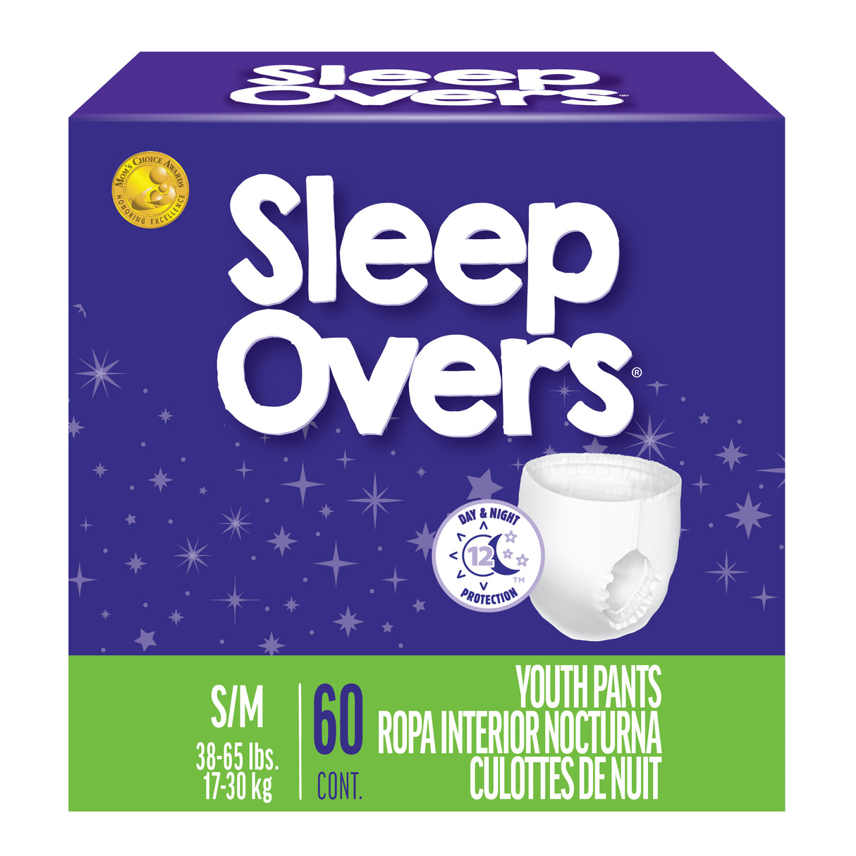SleepOvers by Cuties, Bedwetting Incontinence Underwear for Girls and Boys, Small/Medium 38-65 lbs