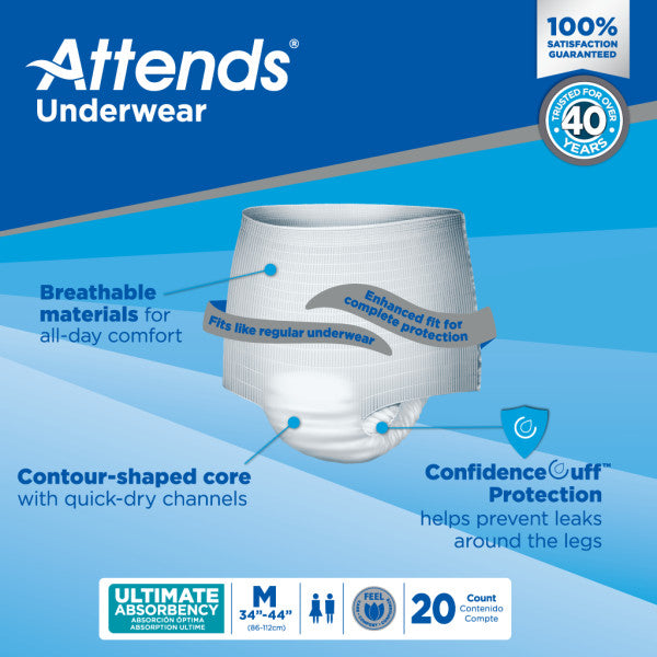 Attends Underwear, Ultimate Absorbency, Medium