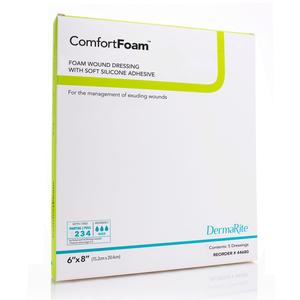 Comfortfoam Self-adherent Soft Silicone Foam Dressing Non-bordered, 6" X 8"