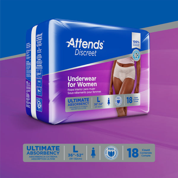 Attends Discreet Women's Underwear, Large