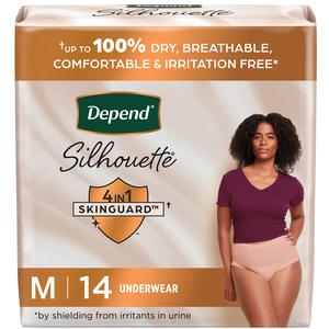 Depend Silhouette Max Abs Women's Underwear, Pink, Female Medium, 14 Ct - Replaces 6951412