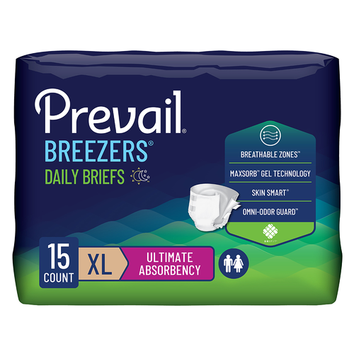 Prevail Breezers Incontinence Brief, Ultimate Absorbency, Size XLarge