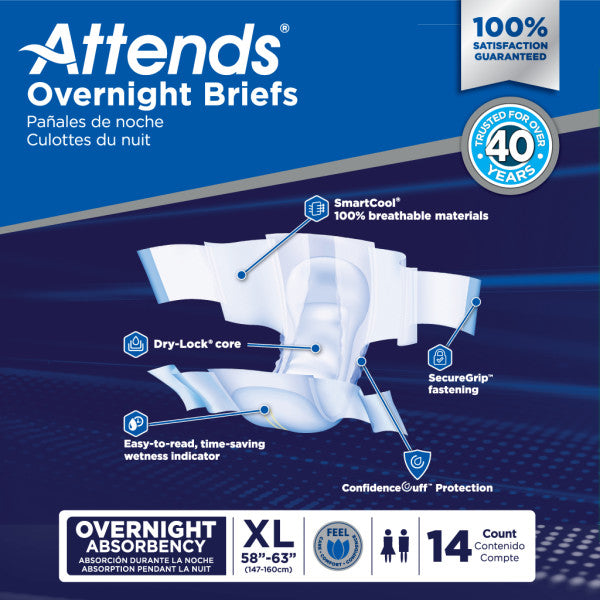 Attends Overnight Briefs, Overnight Absorbency, XL