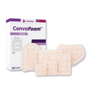 Convafoam Border Adhesive Silicone Hydrofiber Foam Dressing, 6" X 6" Dressing, 4" X 4" Pad