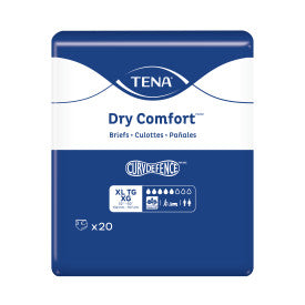 TENA Dry Comfort Incontinence Briefs, Moderate Absorbency, Unisex, X-Large, 52" - 62"