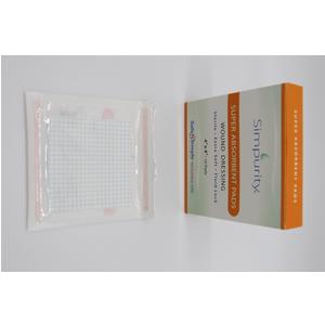 Simpurity Super Absorbent Pad Wound Dressing, 4" X 4"