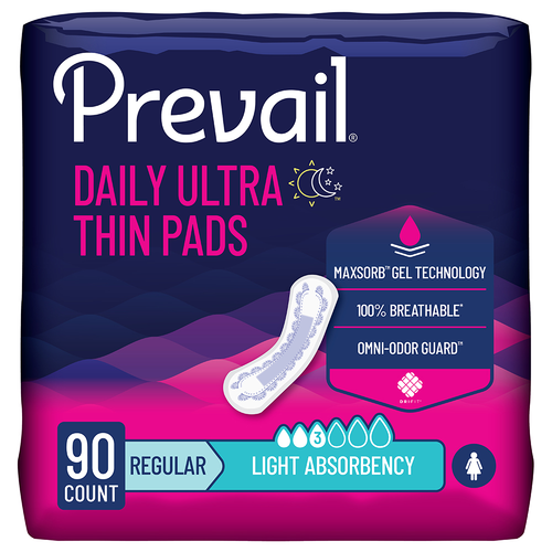 Prevail Incontinence & Postpartum Bladder Control Pads for Women, Light Absorbency, Regular Length