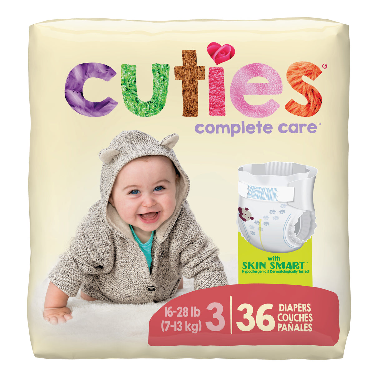 Cuties Complete Care Baby Diapers, Size 3