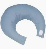 Comfy Crescent Pillow With Blue Satin Zippered Cover
