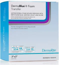 Dermablue+ Foam Transfer Antimicrobial Dressing, 2" X 2"