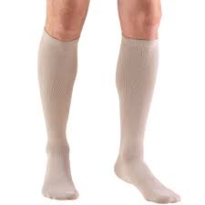 Truform Men's Dress Knee High Support Sock, 30-40 Mmhg, Closed Toe, Tan, X-large