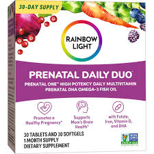Rainbow Light Prenatal Daily Duo, Ngmo, 30 Day Dose Of 1 Tablet & 1 Softgel