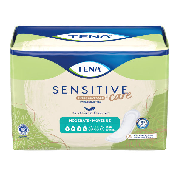 TENA Sensitive Care Moderate Bladder Leakage Pad for Women, Moderate Absorbency, Long Length, 12"