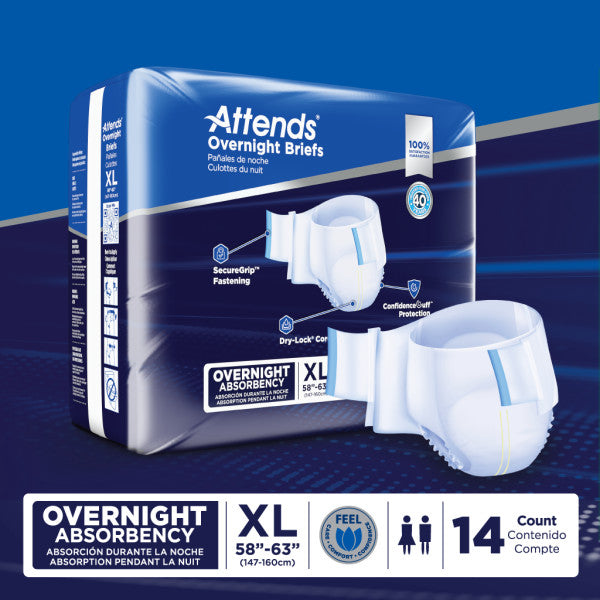 Attends Overnight Briefs, Overnight Absorbency, XL