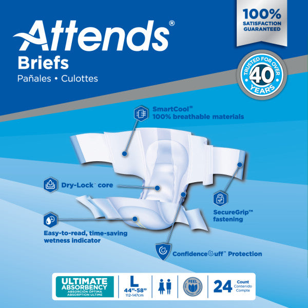 Attends Briefs, Ultimate Absorbency, Large