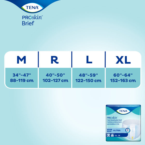 TENA ProSkin Ultra Incontinence Brief, Heavy Absorbency, Unisex, Large 48" - 59"