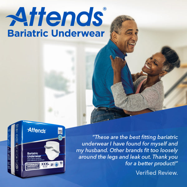 Attends Bariatric Underwear, Overnight Absorbency, XXX-Large, 74"- 92"