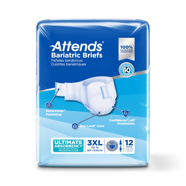 Attends Bariatric Brief, Ultimate Absorbency, 3XL, Up to 85"