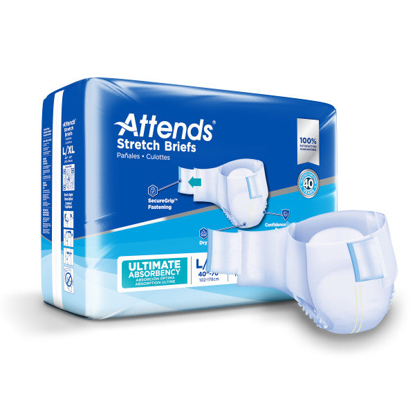 Attends Stretch Brief, Ultimate Absorbency, L/XL