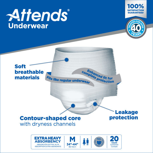 Attends Underwear, Extra Heavy Absorbency, Medium