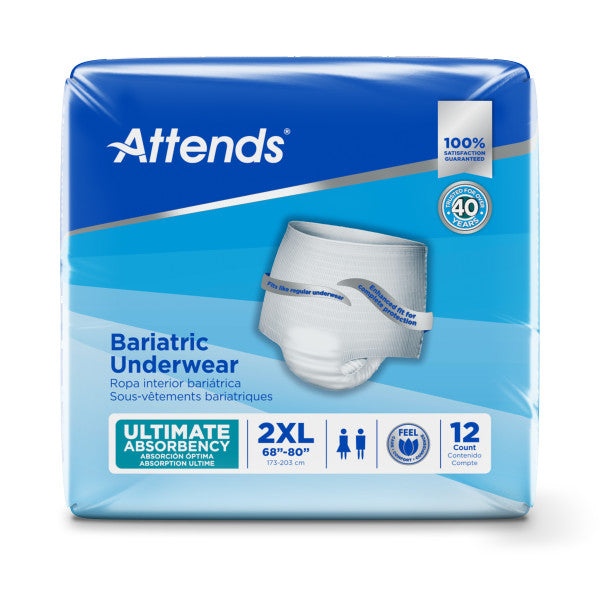 Attends Bariatric Underwear, Ultimate Absorbency, XX-Large, 68"- 80"