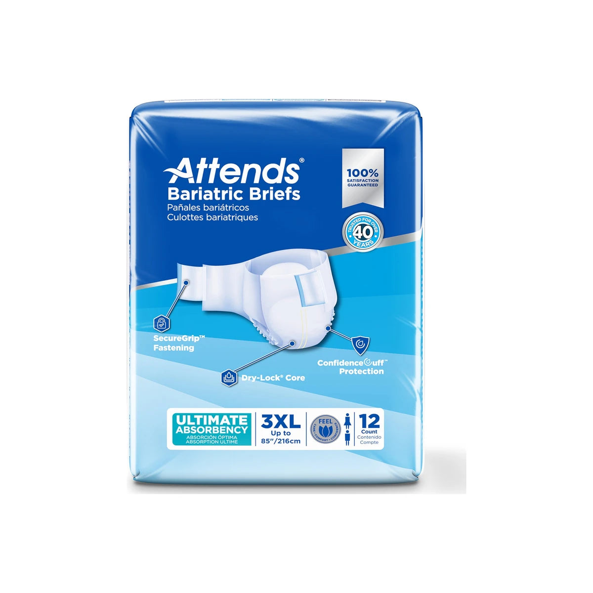 Attends Bariatric Brief, Ultimate Absorbency, 3x-large, 70" - 85"