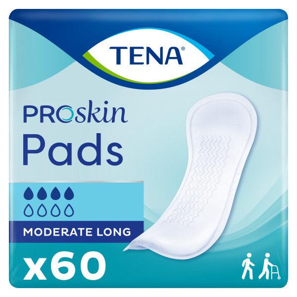 TENA ProSkin Moderate Long Absorbent Pads for Women, Long Length, 12"