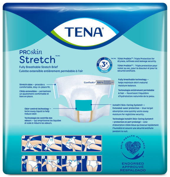 TENA ProSkin Stretch Ultra Incontinence Brief, Heavy Absorbency, Unisex, 2X-Large, 64" - 70"