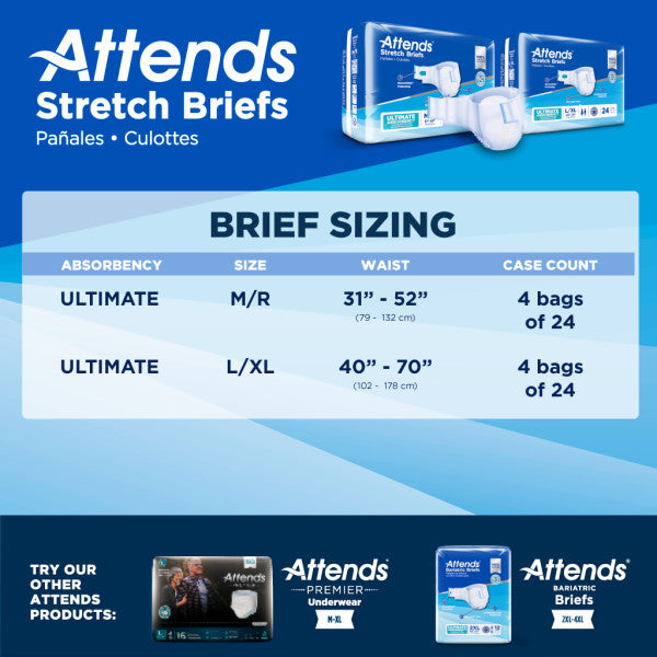 Attends Stretch Brief, Ultimate Absorbency, M/R