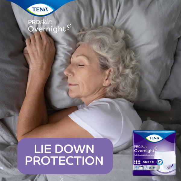 TENA ProSkin Overnight Super Protective Incontinence Underwear, Heavy Absorbency, Unisex, Medium
