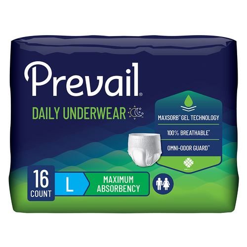 Prevail Incontinence Underwear for Men & Women, Maximum Absorbency, Large