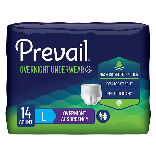 Prevail Overnight Incontinence Underwear for Men & Women, Large