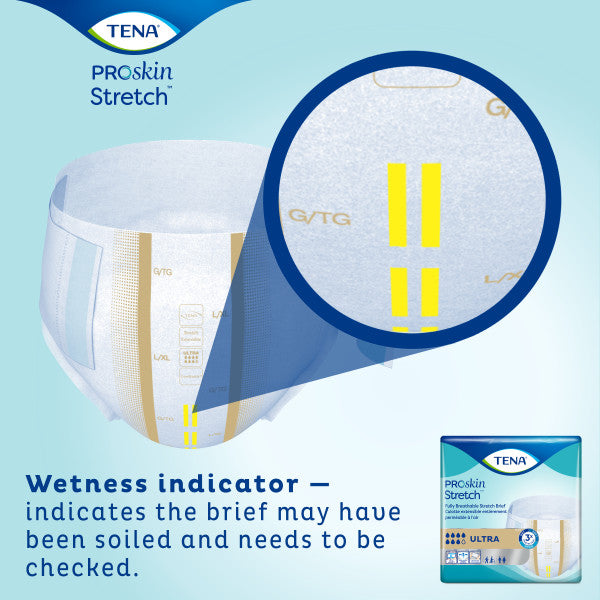 TENA ProSkin Stretch Ultra Incontinence Brief, Heavy Absorbency, Unisex, 2X-Large, 64" - 70"