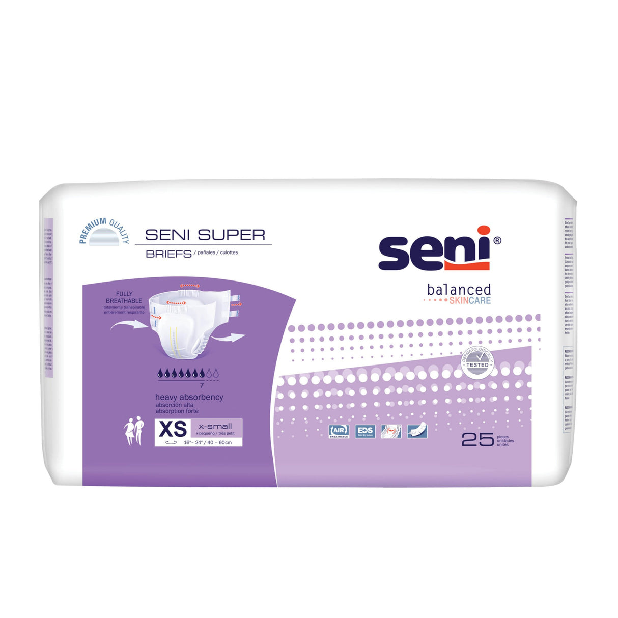 Unisex Adult Incontinence Brief Seni® Super X-Small Disposable Heavy Absorbency- 16"-24"
