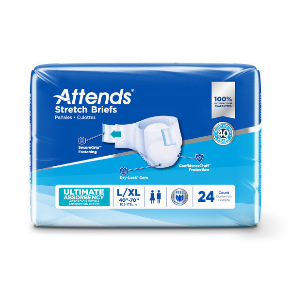 Attends Stretch Brief, Ultimate Absorbency, L/XL