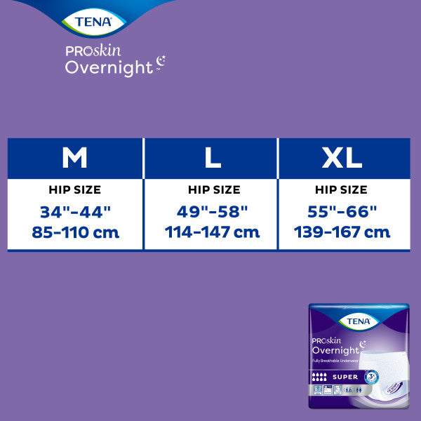 Tena Protective Underwear, Overnight Super, Large, 45"- 58"