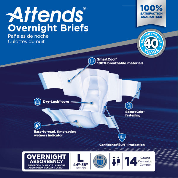 Attends Overnight Briefs Large, 44" - 58"