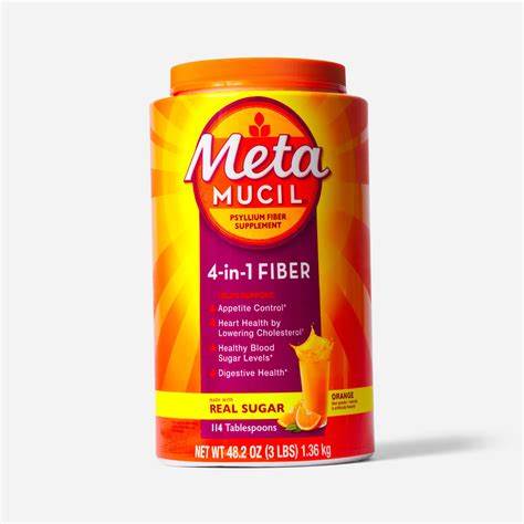 Metamucil Psyllium Fiber Supplement Powder With Real Sugar, Orange Smooth