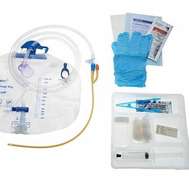 Amsure Foley Tray Meter, Preconn 100% Silicone 16fr, 05cc, 400ml Meter/2600cc Bag, Nitrile Gloves, Sterile