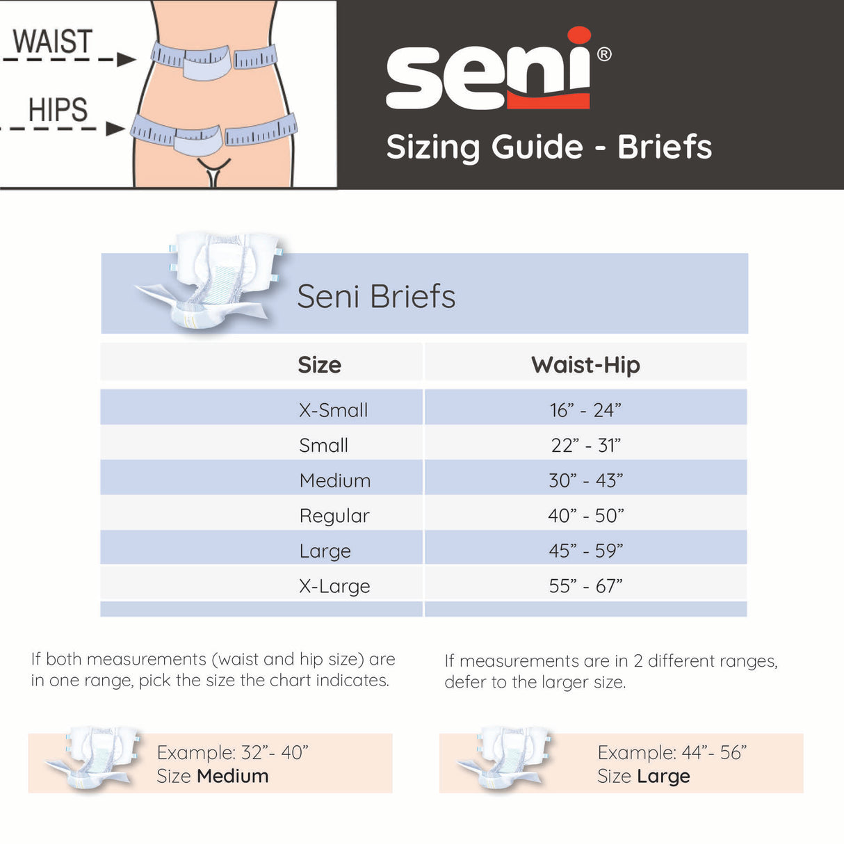 Unisex Adult Incontinence Brief Seni® Super Medium Disposable Heavy Absorbency- 30"-43"
