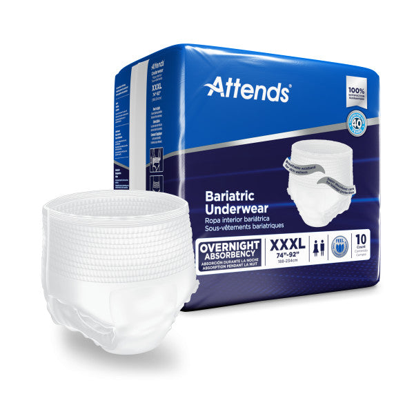 Attends Bariatric Underwear, Overnight Absorbency, XXX-Large, 74"- 92"