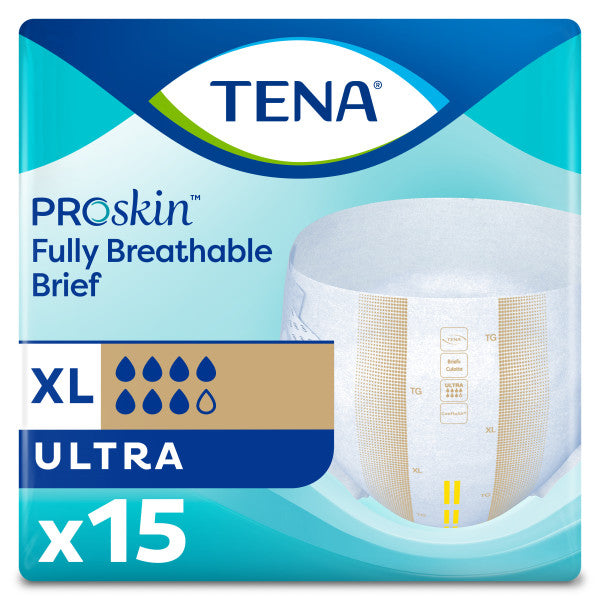 TENA ProSkin Ultra Incontinence Brief, Heavy Absorbency, Unisex, X-Large, 60" - 64"