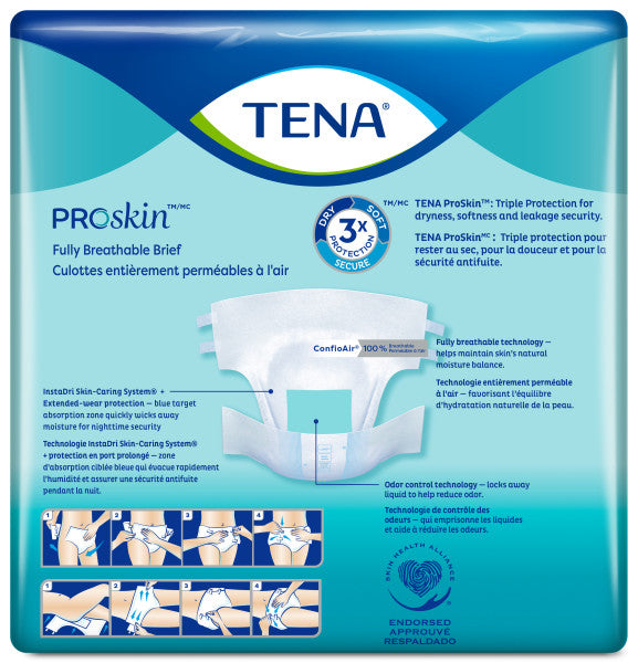 TENA ProSkin Ultra Incontinence Brief, Heavy Absorbency, Unisex, X-Large, 60" - 64"