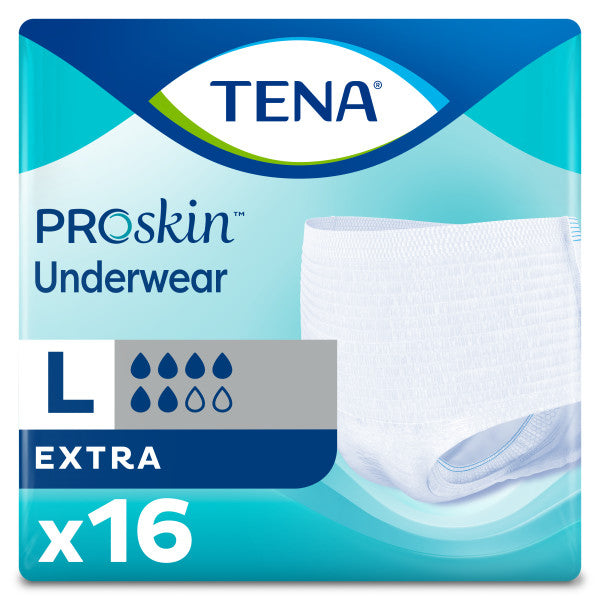 TENA ProSkin Extra Protective Incontinence Pull-Up Underwear, Moderate Absorbency, Unisex, Large, 45" - 58"